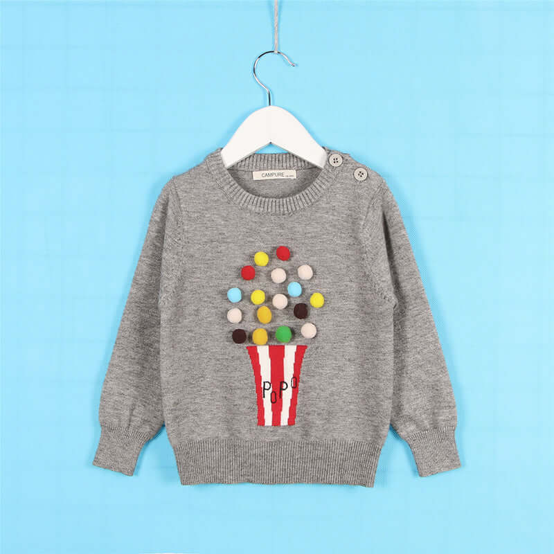 Kids Winter Cardigan with Balls Design - Boys & Girls Woolen Sweater - Kello Kids
