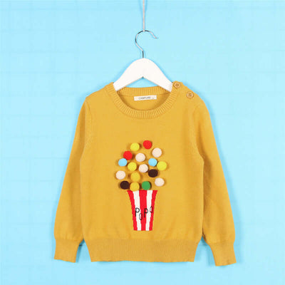 Kids Winter Cardigan with Balls Design - Boys & Girls Woolen Sweater - Kello Kids