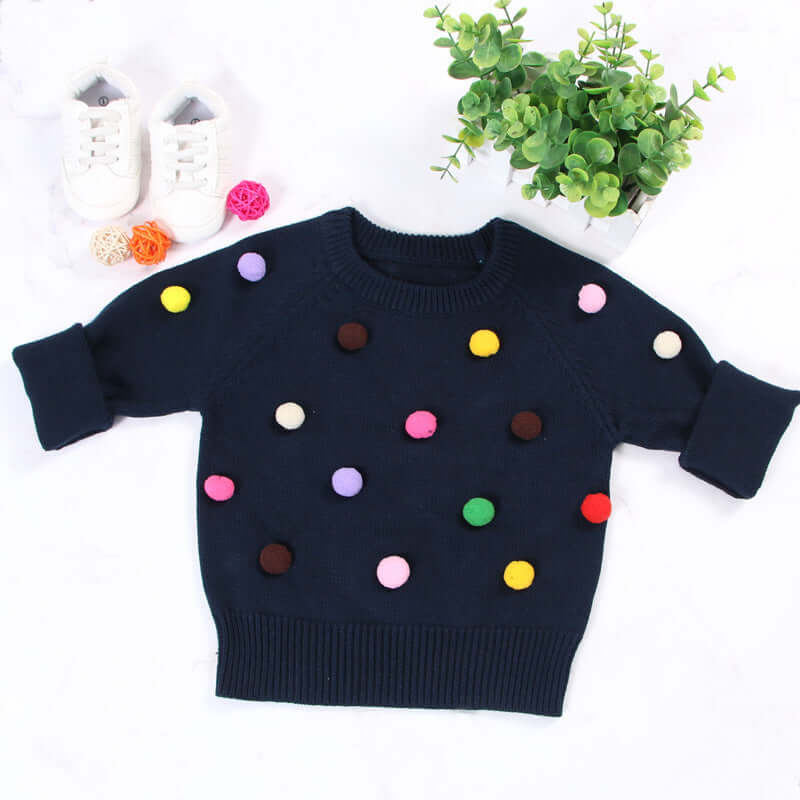 Kids Winter Cardigan with Balls Design - Boys & Girls Woolen Sweater - Kello Kids