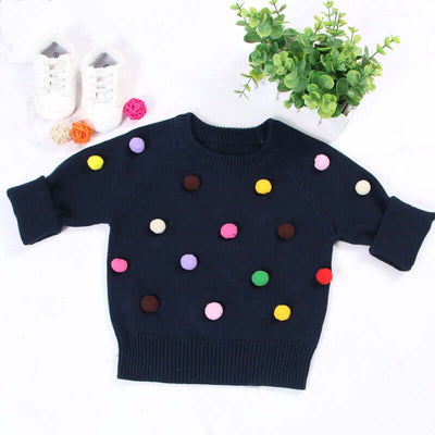 Kids Winter Cardigan with Balls Design - Boys & Girls Woolen Sweater - Kello Kids