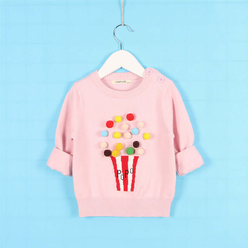 Kids Winter Cardigan with Balls Design - Boys & Girls Woolen Sweater - Kello Kids