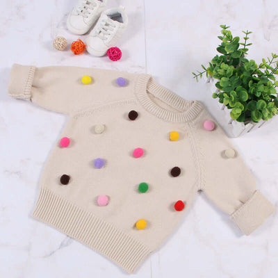 Kids Winter Cardigan with Balls Design - Boys & Girls Woolen Sweater - Kello Kids