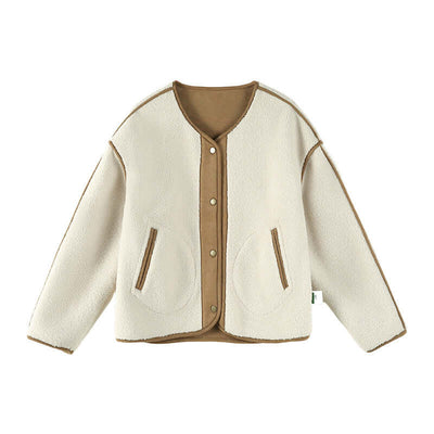 Casual Cardigan-Beige and brown jacket on a white background