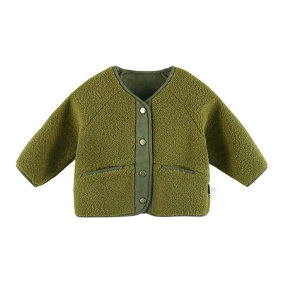 Casual Cardigan-Green baby jacket with buttons on a white background
