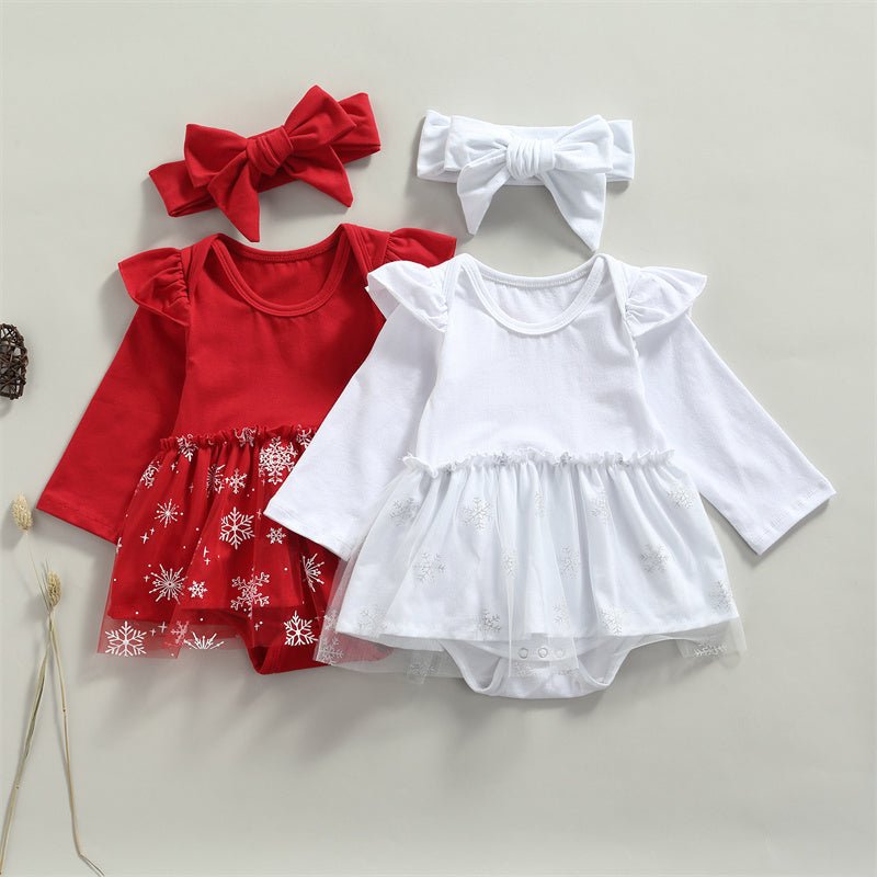 Christmas Baby Girl Tulle Shirt Romper Set