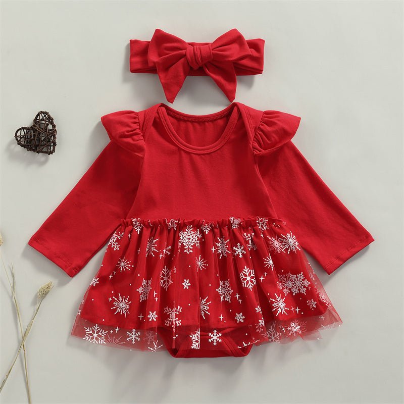 Christmas Baby Girl Tulle Shirt Romper Set