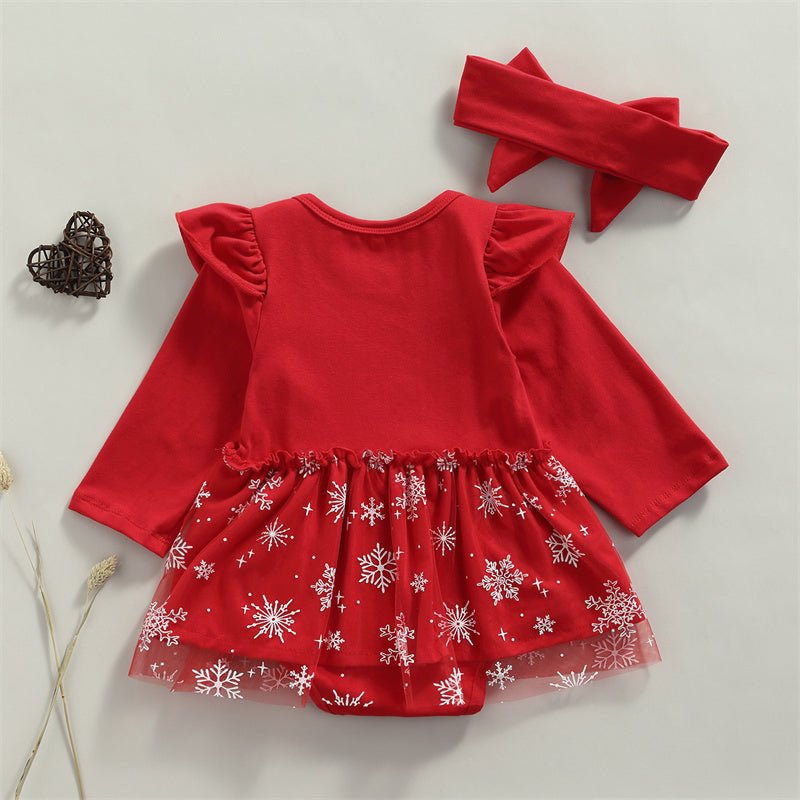 Christmas Baby Girl Tulle Shirt Romper Set