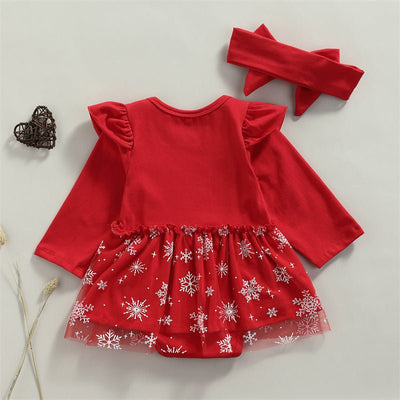 Christmas Baby Girl Tulle Shirt Romper Set