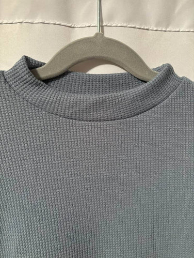 Dusty Blue Thermal Mock Neck Top-neckline