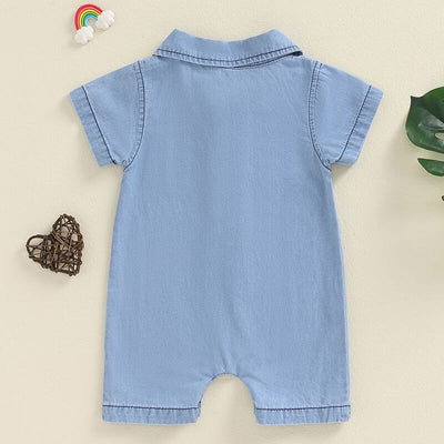 Summer Solid Color Denim Baby Onesie