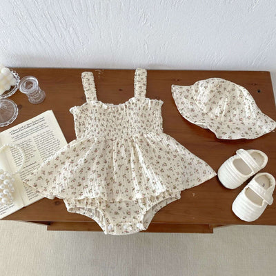 Floral Floral Dress Sleeveless Bag Fart Jacket