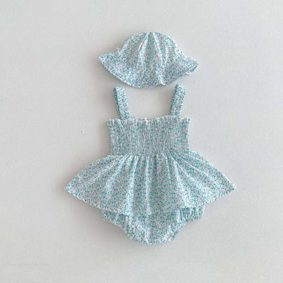 Floral Floral Dress Sleeveless Bag Fart Jacket