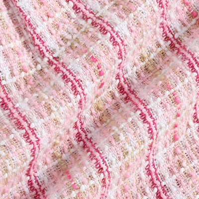 Girls Autumn Kafuu Woolen Top Skirt-Close-up of pink and white textured yarn