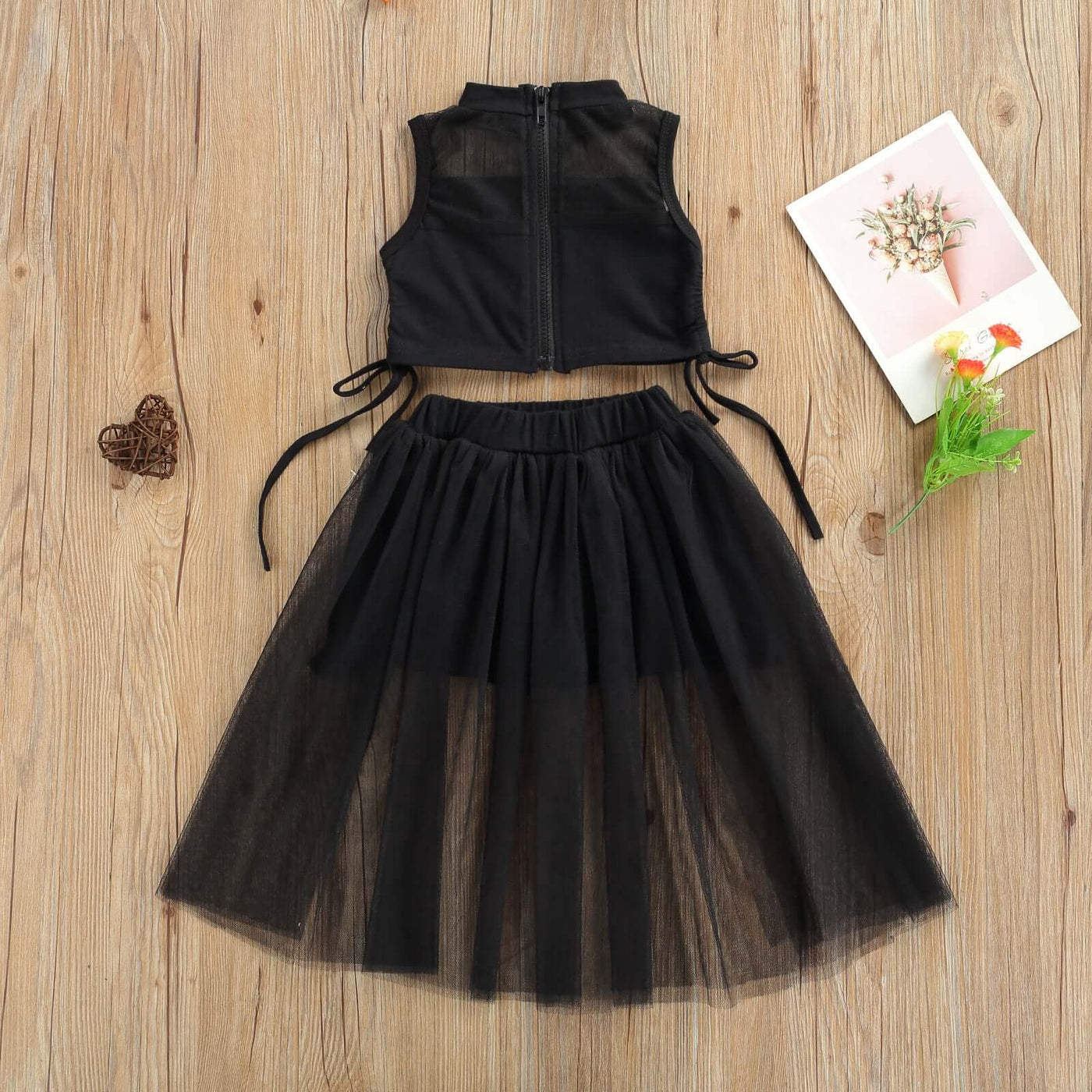 Girls Clothing Set New Summer T-shirt Lace Tulle Skirt 2-piece Set - Kello Kids