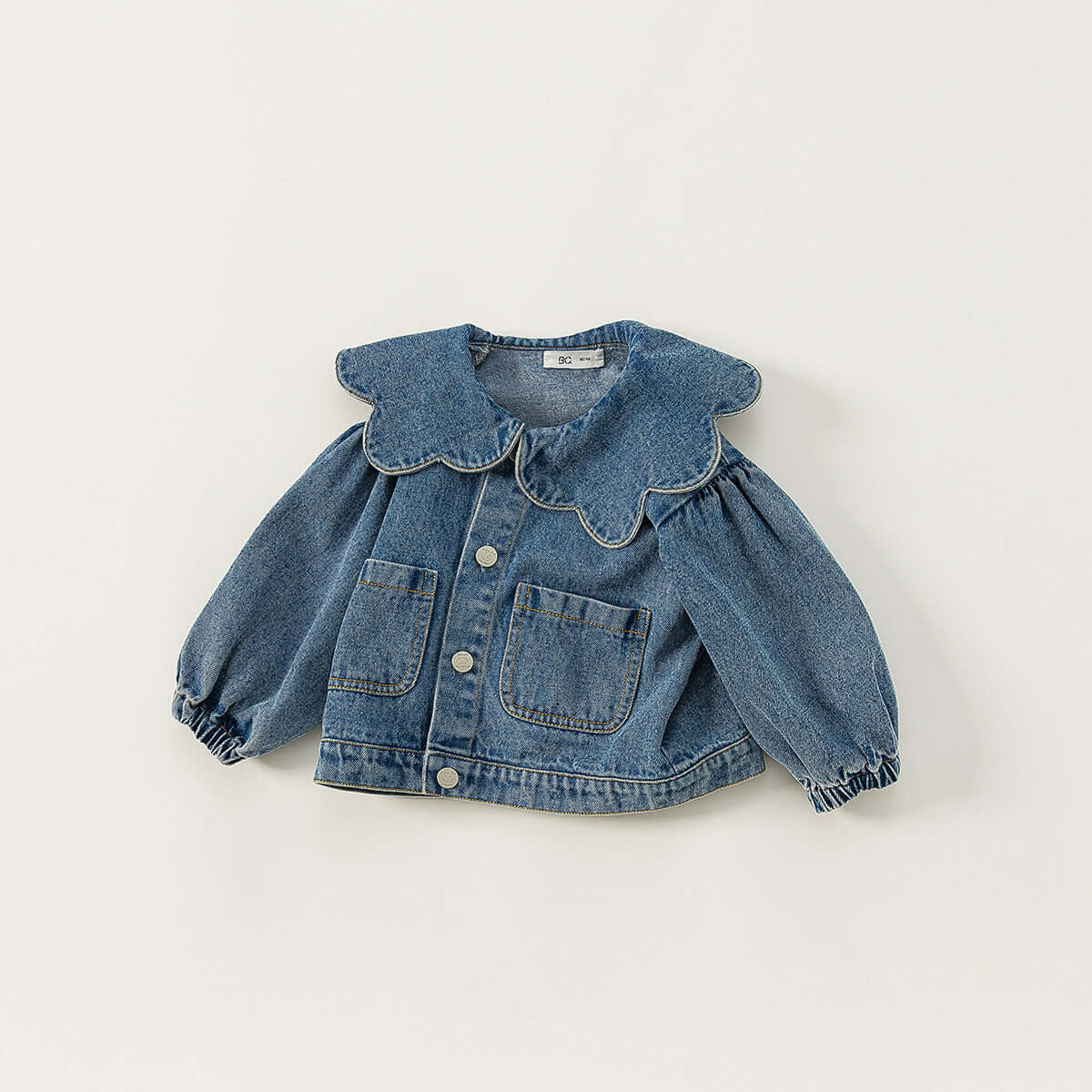Girls Denim Jacket Tops Western Style Doll Collar - Kello Kids