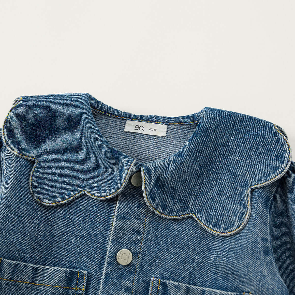 Girls Denim Jacket Tops Western Style Doll Collar - Kello Kids