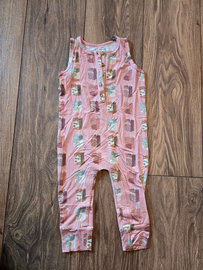 Girls Henley Tank Romper for Infants Juice in the Box pattern