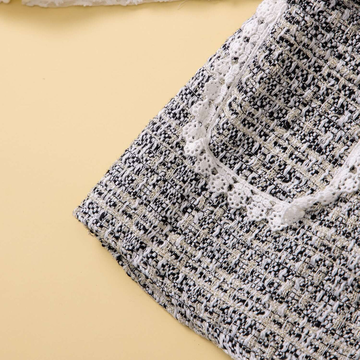Girls Lace Top Houndstooth Skirt Set - Kello Kids
