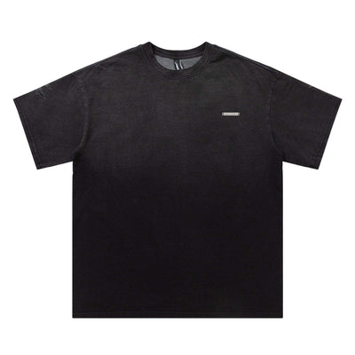 Gradient Retro Couple Undershirt -Black t-shirt with a small logo on a white background