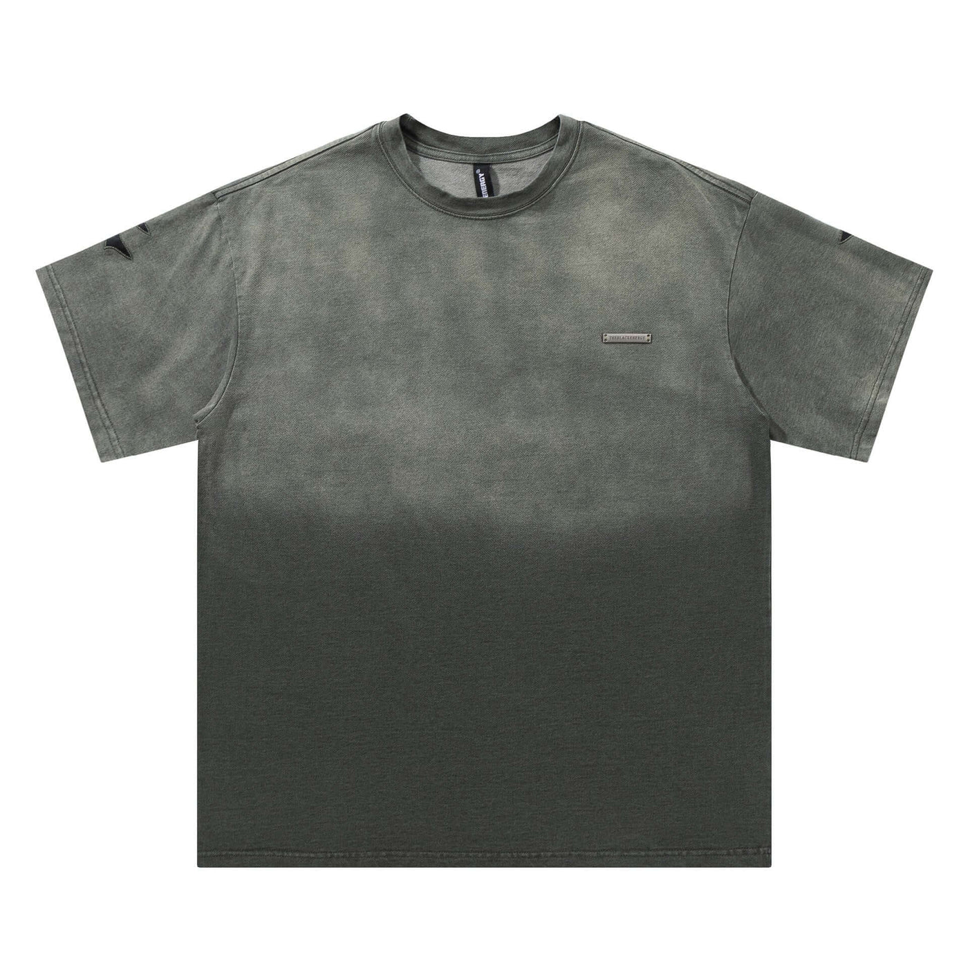 Gradient Retro Couple Undershirt -Gray t-shirt with a small logo on a white background