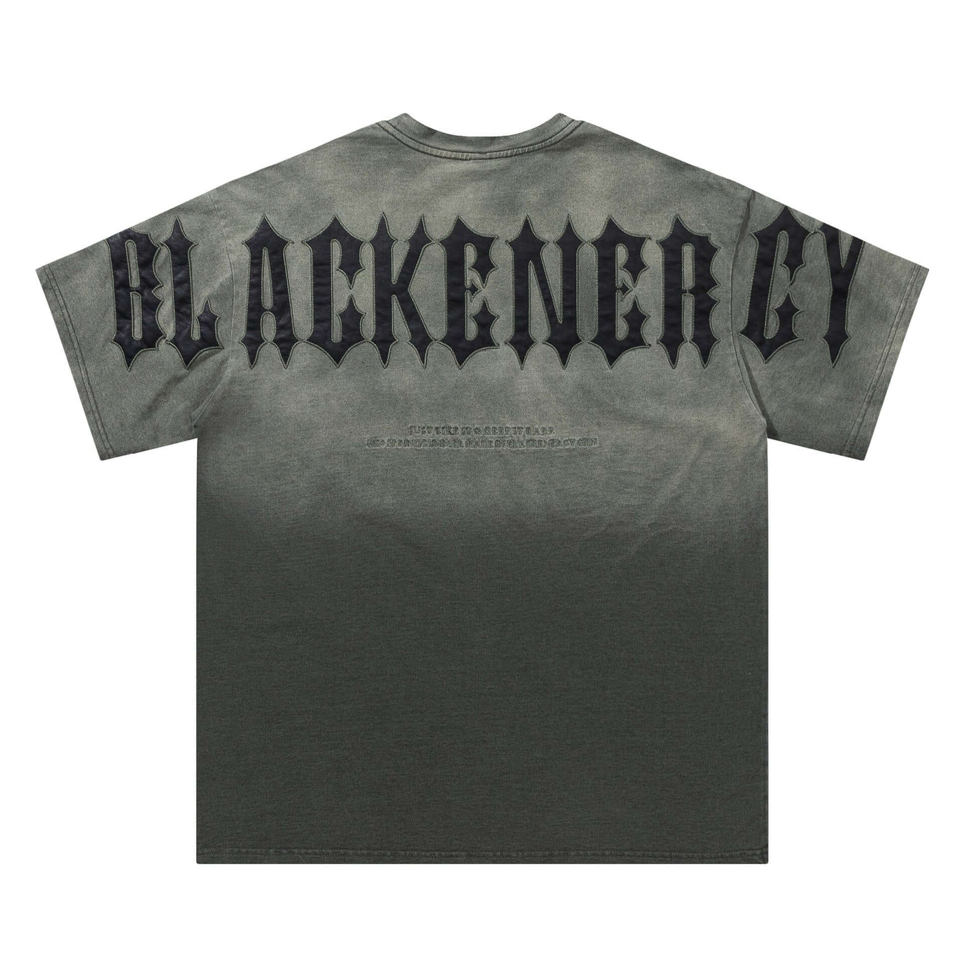 Gradient Retro Couple Undershirt -Gray t-shirt with 'BLACKENERGY' text on the back against a white background