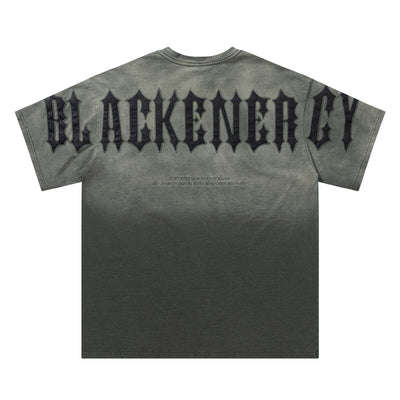 Gradient Retro Couple Undershirt -Gray t-shirt with 'BLACKENERGY' text on the back against a white background