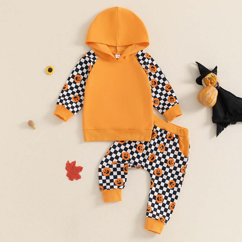 Kids Multicolor Hoodie Plaid Trousers Two-piece Set - Kello Kids