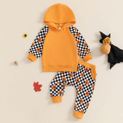Kids Multicolor Hoodie Plaid Trousers Two-piece Set - Kello Kids