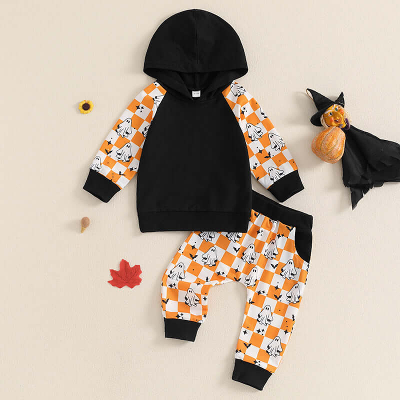 Kids Multicolor Hoodie Plaid Trousers Two-piece Set - Kello Kids