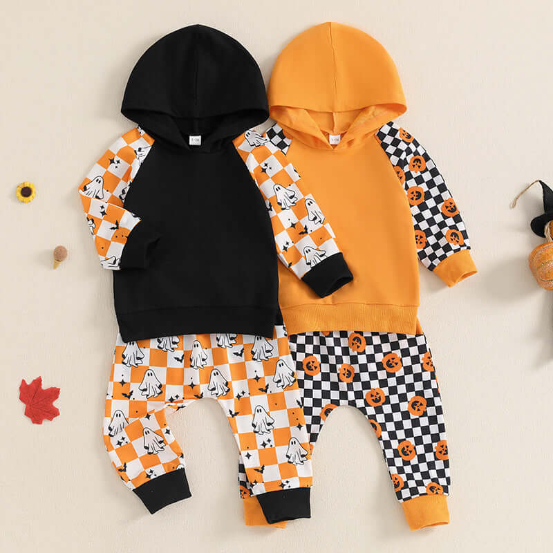 Kids Multicolor Hoodie Plaid Trousers Two-piece Set - Kello Kids