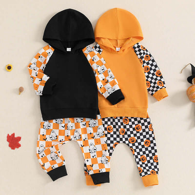 Kids Multicolor Hoodie Plaid Trousers Two-piece Set - Kello Kids