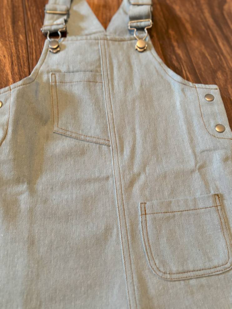 Libby Girls denim shorts Overalls - closeup