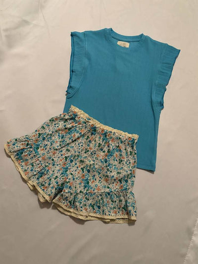 Liv Shorts Blue Floral - Kylie Tank