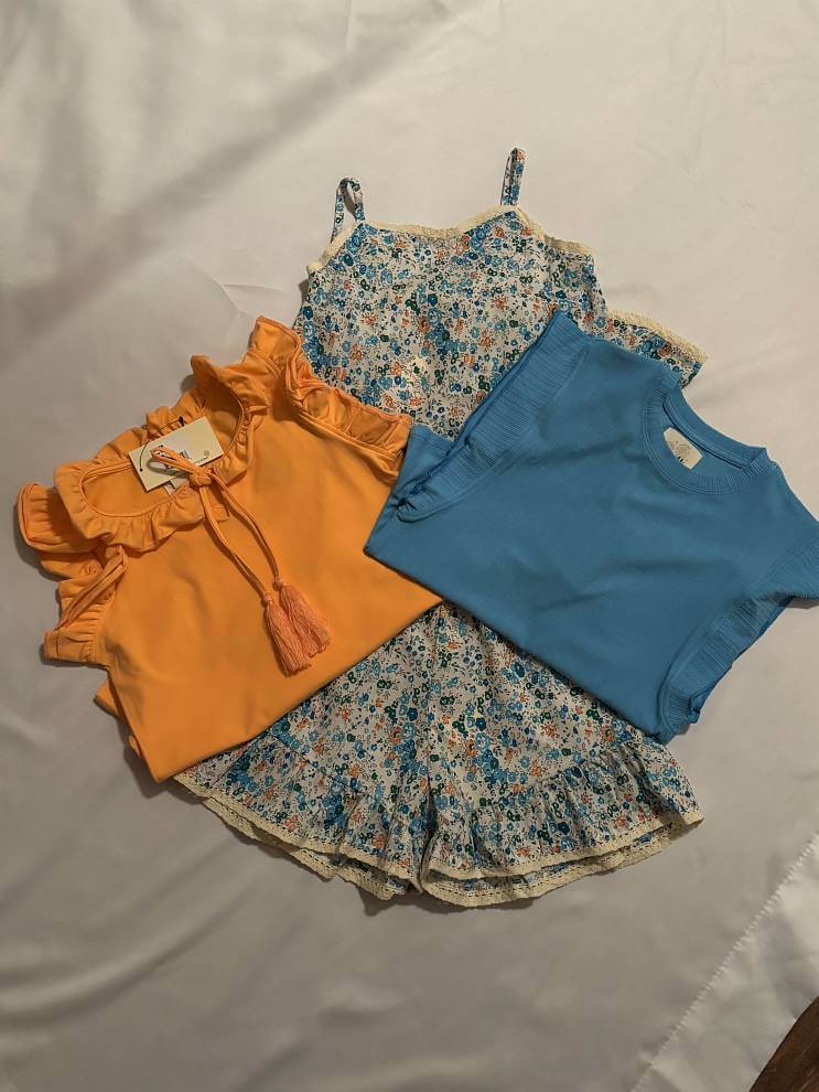 Liv Shorts Blue Floral - Scout Tank - Kylie Tank - Lillian