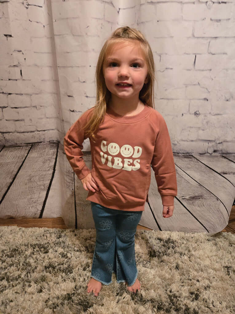 Organic Toddler Good Vibes Pullover Sweatshirt - Leah