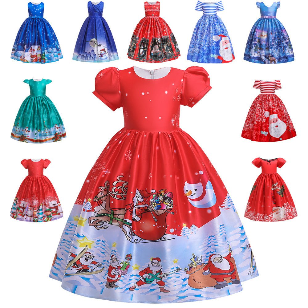 Santa Claus Print Long Dress