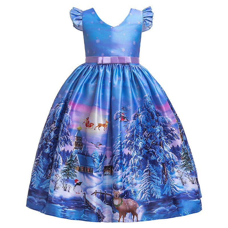 Santa Claus Print Long Dress