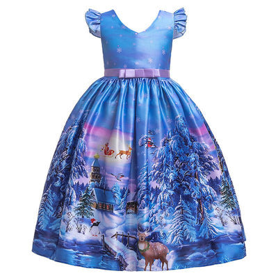 Santa Claus Print Long Dress