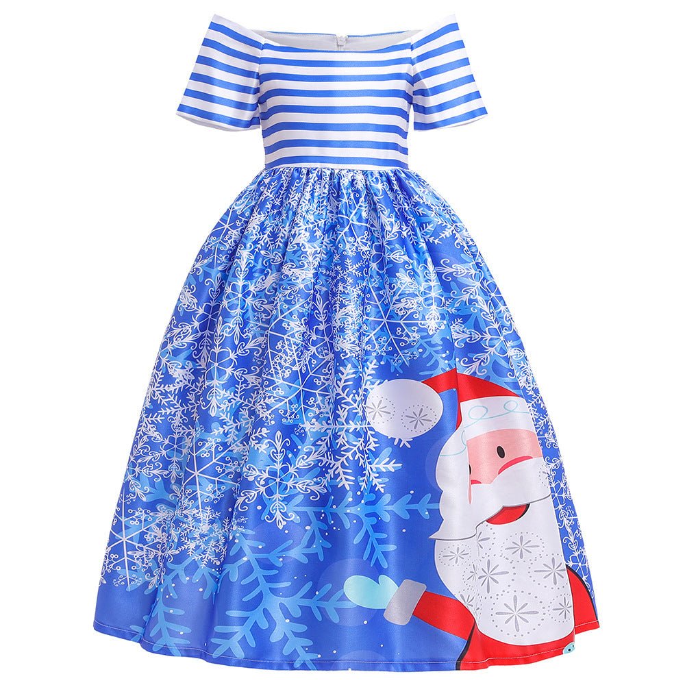 Santa Claus Print Long Dress