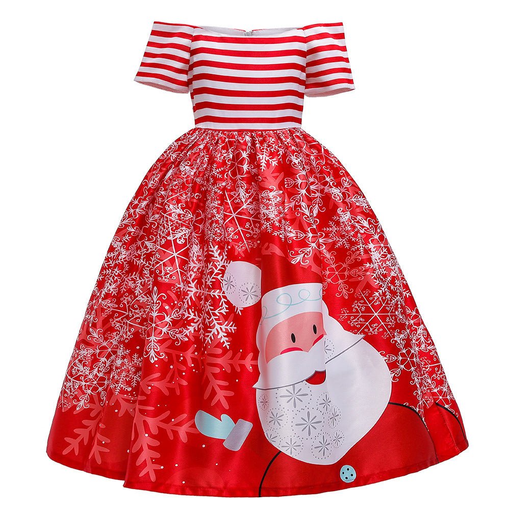 Santa Claus Print Long Dress