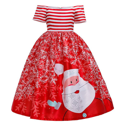 Santa Claus Print Long Dress