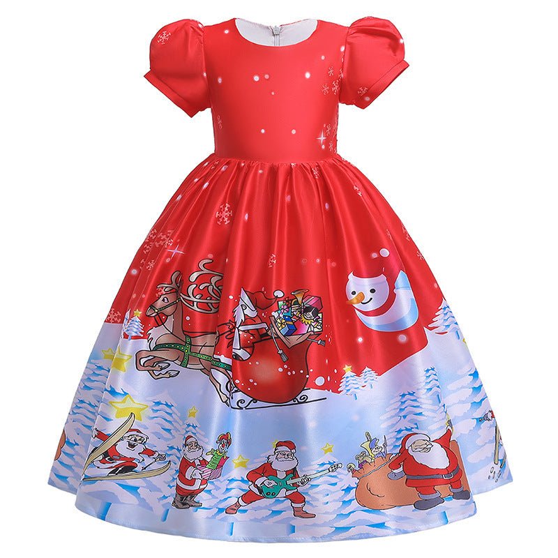 Santa Claus Print Long Dress