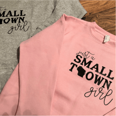 Small Town Girl Youth Sweatshirt Pink Gray