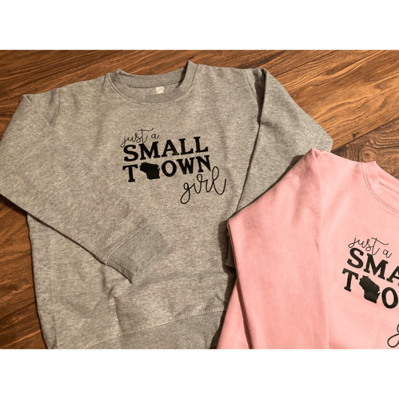 Small Town Girls Youth Sweatshirt - Gray Pink