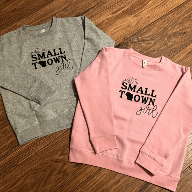 Small Town Girl Youth Sweatshirt - full gray pink