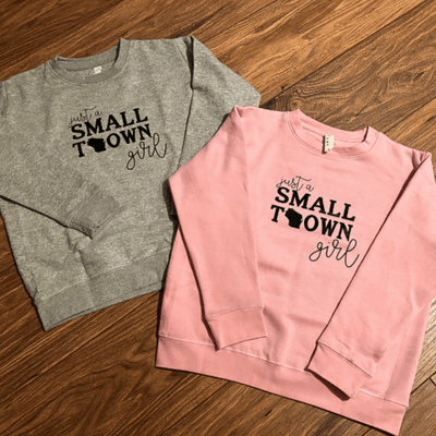 Small Town Girl Youth Sweatshirt - full gray pink