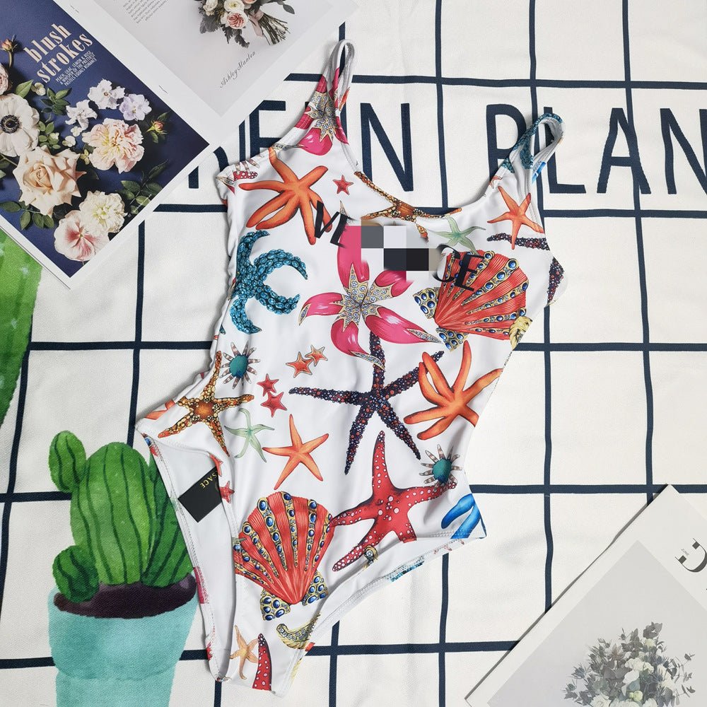 Starfish Print Triangle One-piece Swimsuit Hot Spring Swimsuit