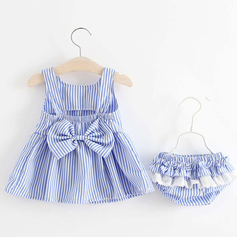Striped suspender skirt + shorts 2 piece set - Trendy Matching outfit - Kello Kids