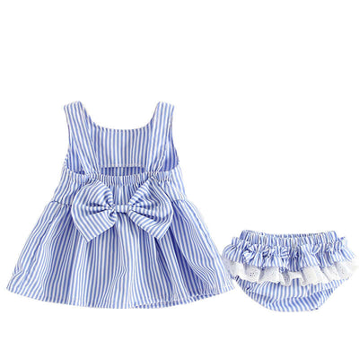 Striped suspender skirt + shorts 2 piece set - Trendy Matching outfit - Kello Kids