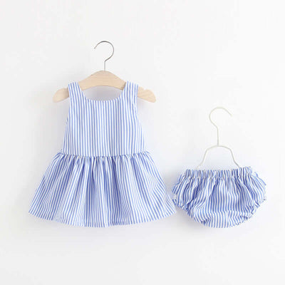 Striped suspender skirt + shorts 2 piece set - Trendy Matching outfit - Kello Kids